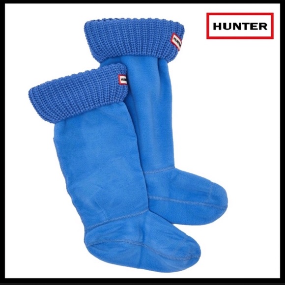 HUNTER ORIGINAL TALL CUFFED BLUE BOOT SOCKS A2C - Picture 3 of 8
